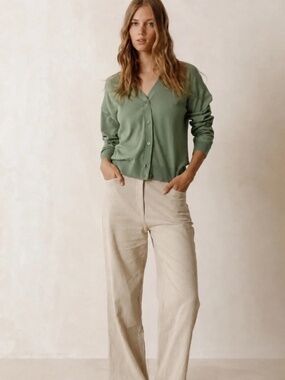 Indi & Cold | Organic Cotton | Cardigan Sage Green |  XL